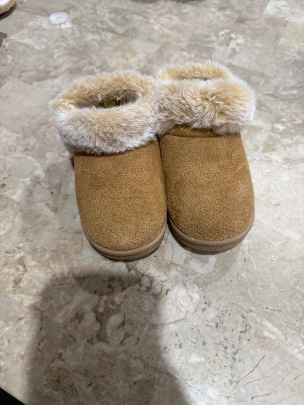 Cozy Faux Fur Lined Slip-On Slippers - Tan